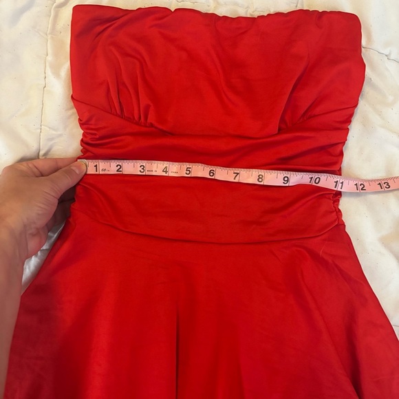 SHEIN Red Strapless Pleated Tiered Dress - Picture 14 of 16